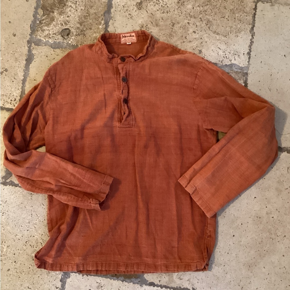 Fabindia 1/4 button down long sleeve top-SZ 40 (M)
Pit to pit 19”
Length 24”
@5